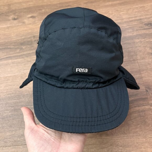 Fera Skiwear Trapper Ear Flap Insulated Down Ski Black Outdoor Snaps Hat - Picture 3 of 13